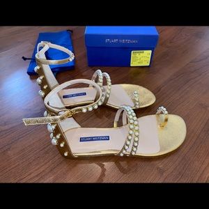 Stuart Weitzman Petrina Studded Metallic Sandals